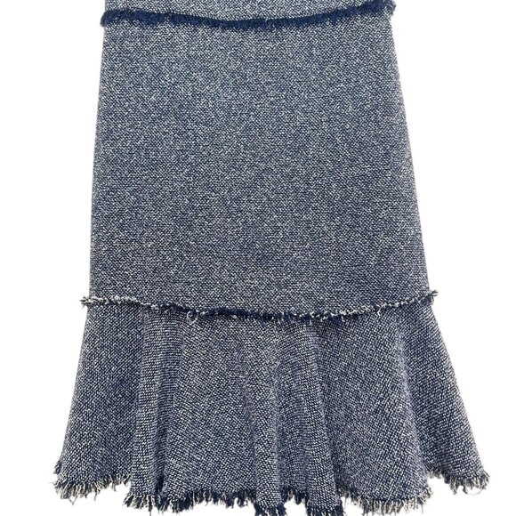 Rebecca Taylor Tweed Ruffle Dress Women 6 Blue Knee Length Preppy Office Classic - Picture 9 of 16